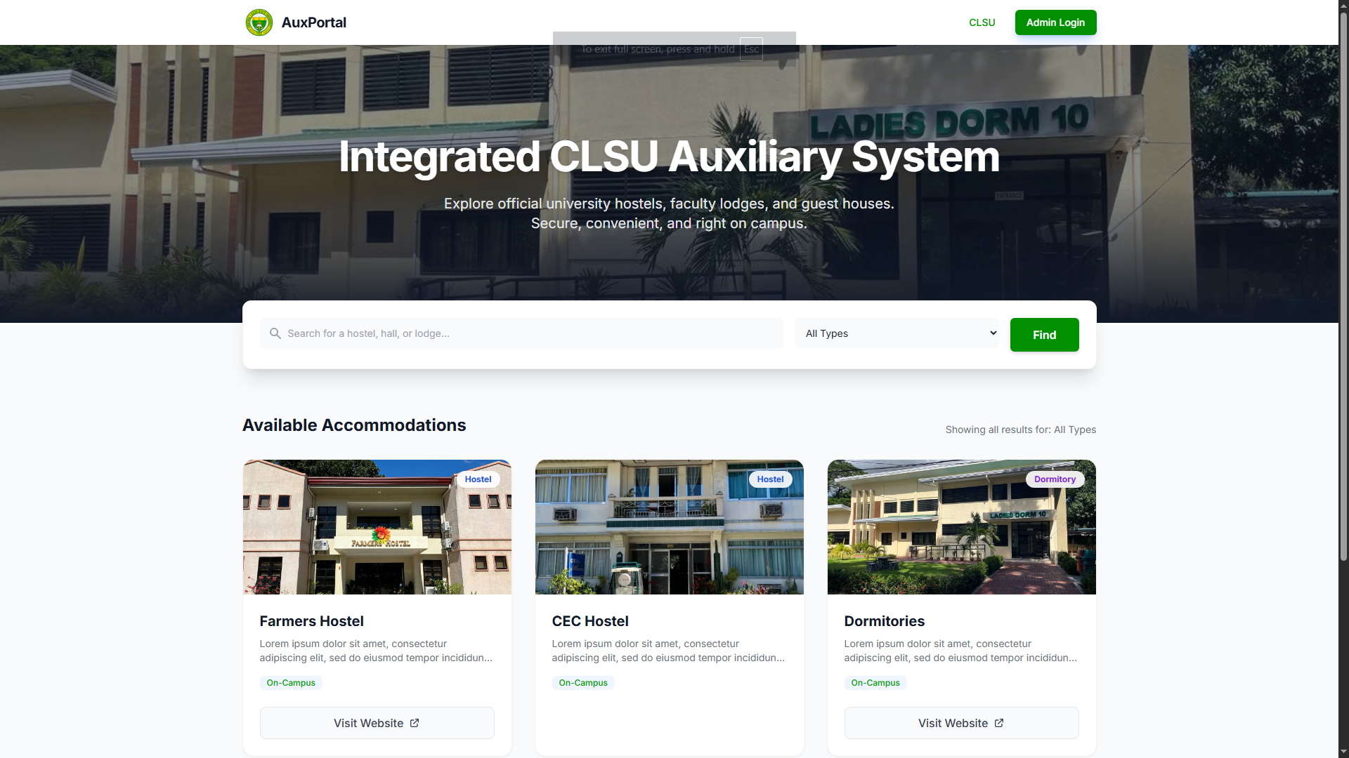 Centralized Dormitory & Lodging CMS Portal Thumbnail